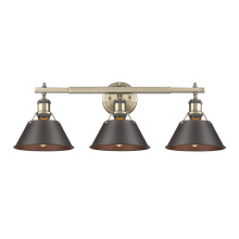 Golden 3306-BA3 AB-RBZ - Yep by Golden Lighting Orwell 3-light Vanity in Aged Brass and Rubbed Bronze shade